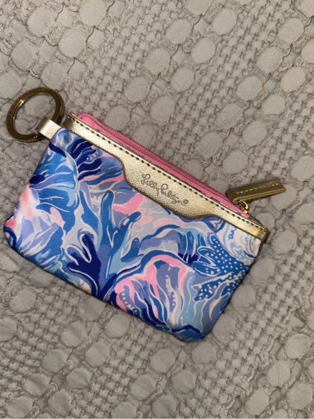 Lilly Pulitzer Blue, Pink & Gold Floral Key Pouch